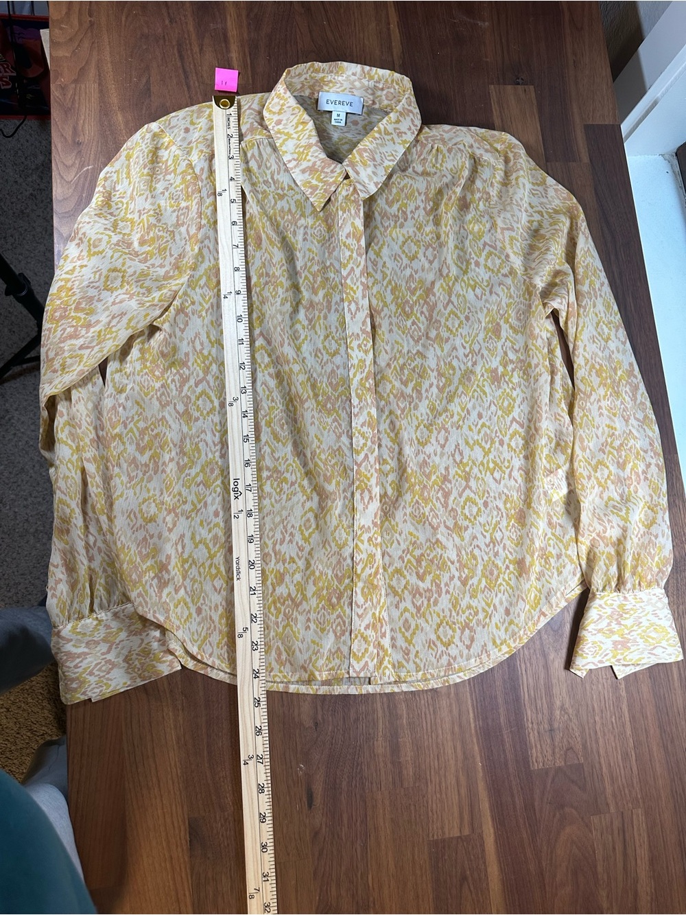 Evereve women’s Yellow Patterned Long-Sleeve Shirt